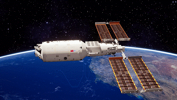 航天器辐射屏蔽层剖面图，展示多层材料如何抵御辐射